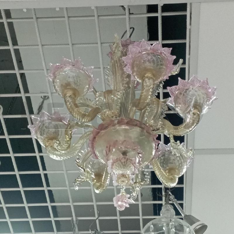 LAMPADARIO MURANO ROSA 5L | Mercatino dell'Usato Roma montemario 2