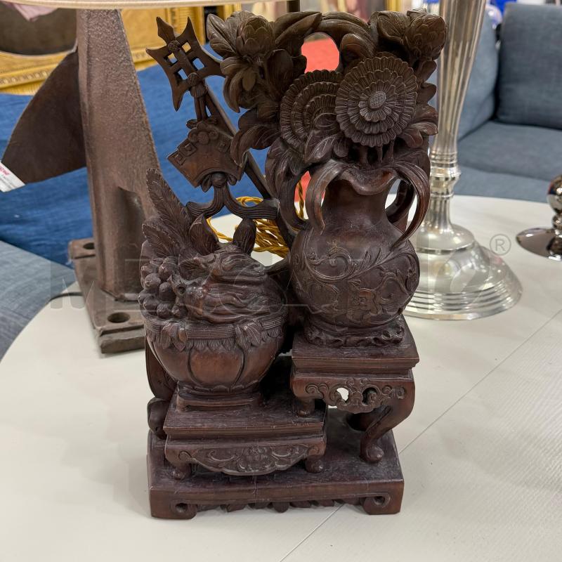 LAMPADE COPPIA CINA LEGNO ALTORILIEVO | Mercatino dell'Usato Roma montemario 2
