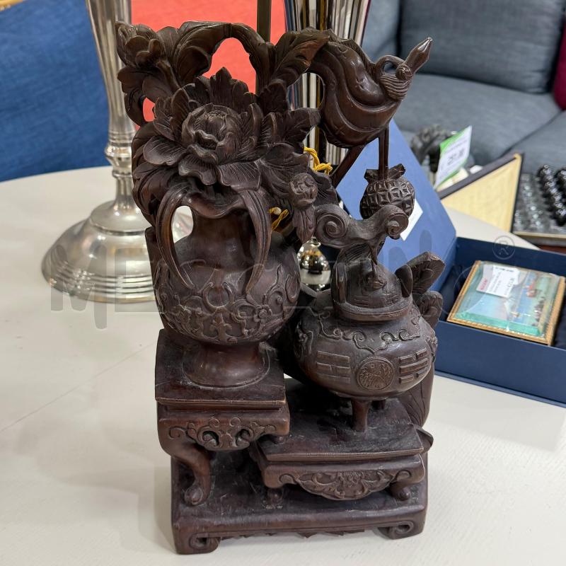 LAMPADE COPPIA CINA LEGNO ALTORILIEVO | Mercatino dell'Usato Roma montemario 3