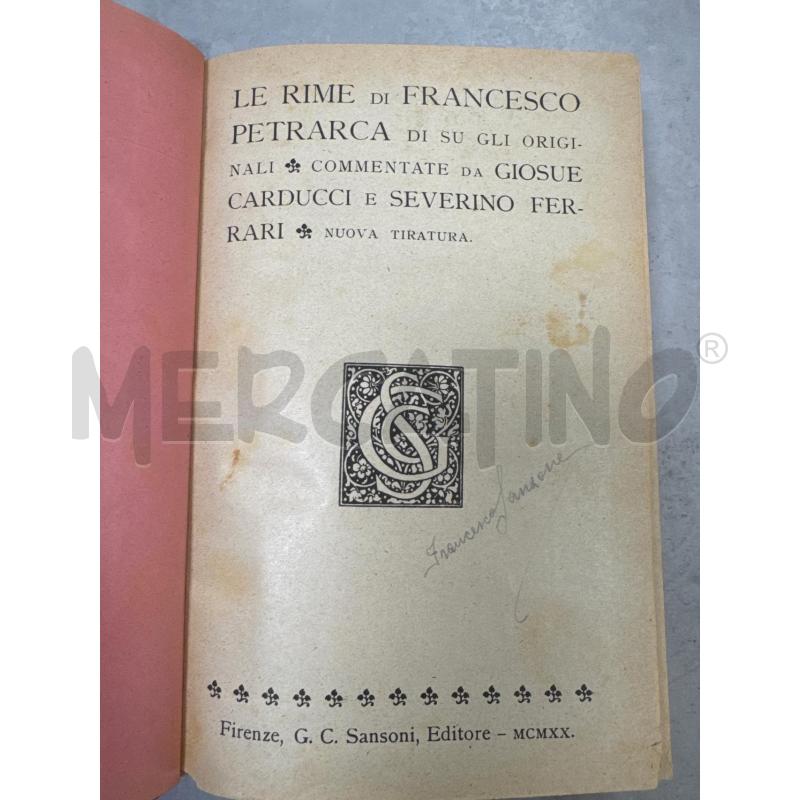 LE RIME DI FRANCESCO PETRARCA | Mercatino dell'Usato Roma montemario 2
