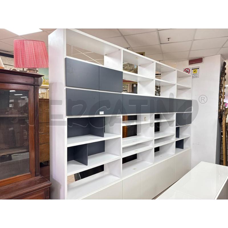 LIBRERIA GRIGIA BIANCA 8A 360CM | Mercatino dell'Usato Roma montemario 1
