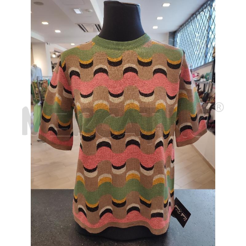 MAGLIA DONNA BEIGE MALIPARMI LUREX VERDE | Mercatino dell'Usato Roma montemario 1