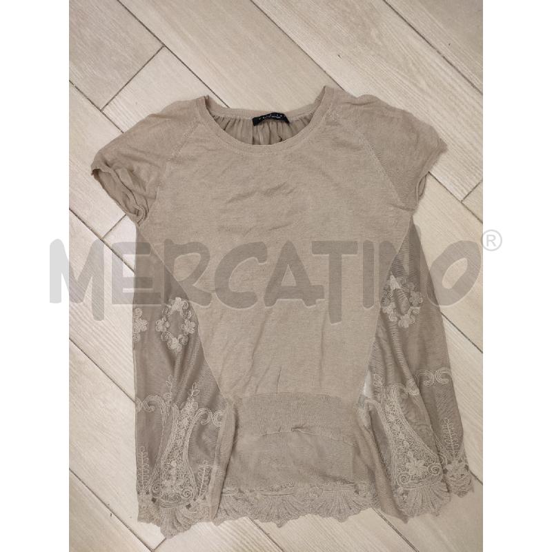 MAGLIA DONNA BEIGE TWINSET PIZZO LATO | Mercatino dell'Usato Roma montemario 1