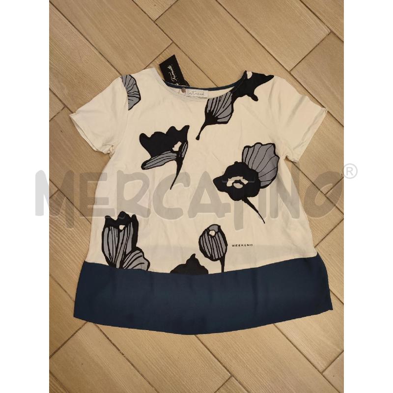 MAGLIA DONNA BIANCA MAXMARA FIORI BLU | Mercatino dell'Usato Roma montemario 1