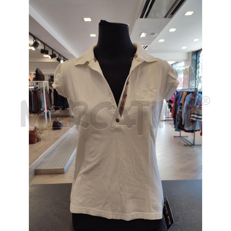 MAGLIA DONNA BIANCO BURBERRY RIGA ROSSA | Mercatino dell'Usato Roma montemario 1