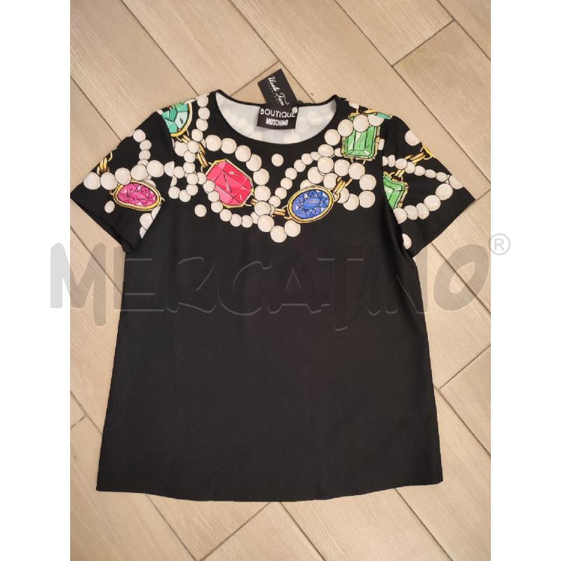 MAGLIA DONNA NERA MOSCHINO DISEGNI PIETRE | Mercatino dell'Usato Roma montemario 1