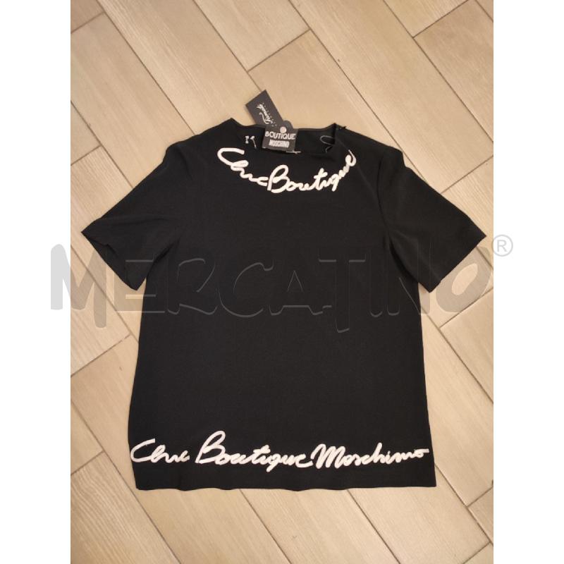 MAGLIA DONNA NERA MOSCHINO SCRITTA BIANCA | Mercatino dell'Usato Roma montemario 1