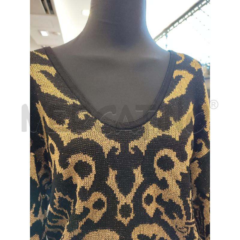 MAGLIONE DONNA GENNY NERO FANTASIA DORATA SCOLLATO  | Mercatino dell'Usato Roma montemario 2