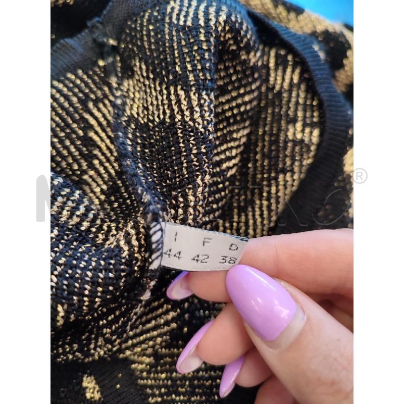 MAGLIONE DONNA GENNY NERO FANTASIA DORATA SCOLLATO  | Mercatino dell'Usato Roma montemario 4