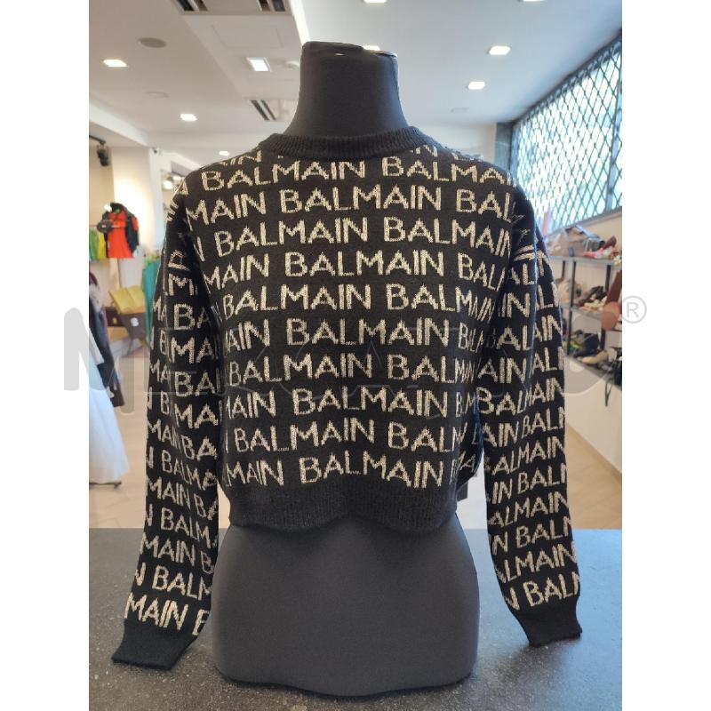 MAGLIONE RAGAZZA NERO BALMAIN SCRITTA BIANCA | Mercatino dell'Usato Roma montemario 1