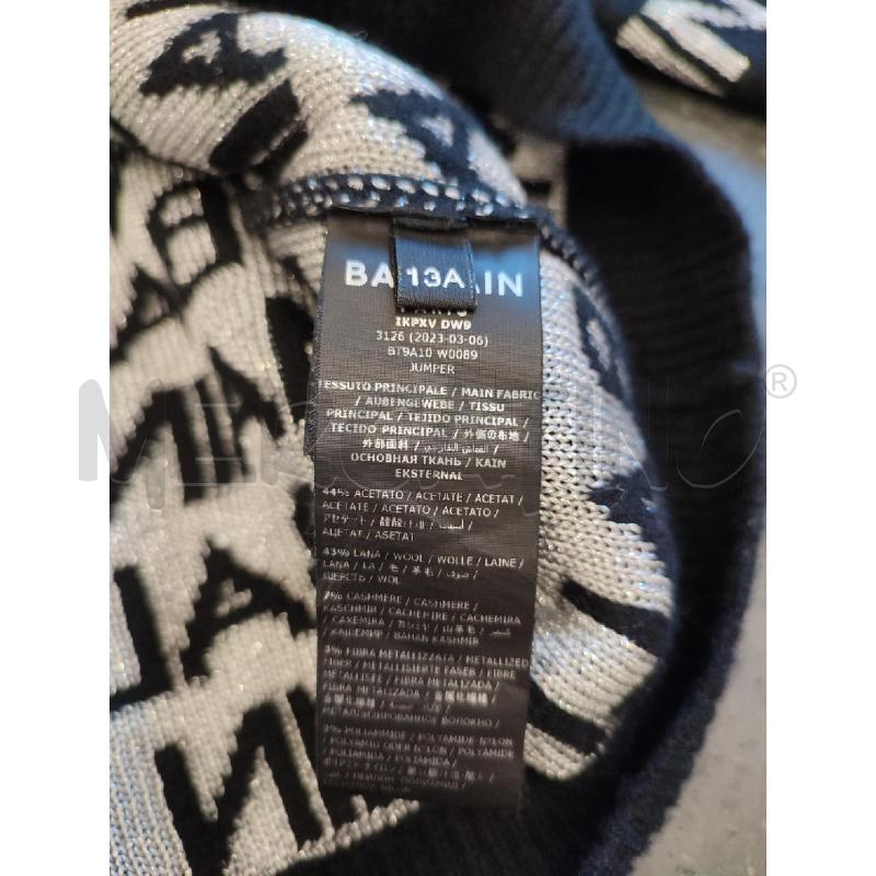 MAGLIONE RAGAZZA NERO BALMAIN SCRITTA BIANCA | Mercatino dell'Usato Roma montemario 4