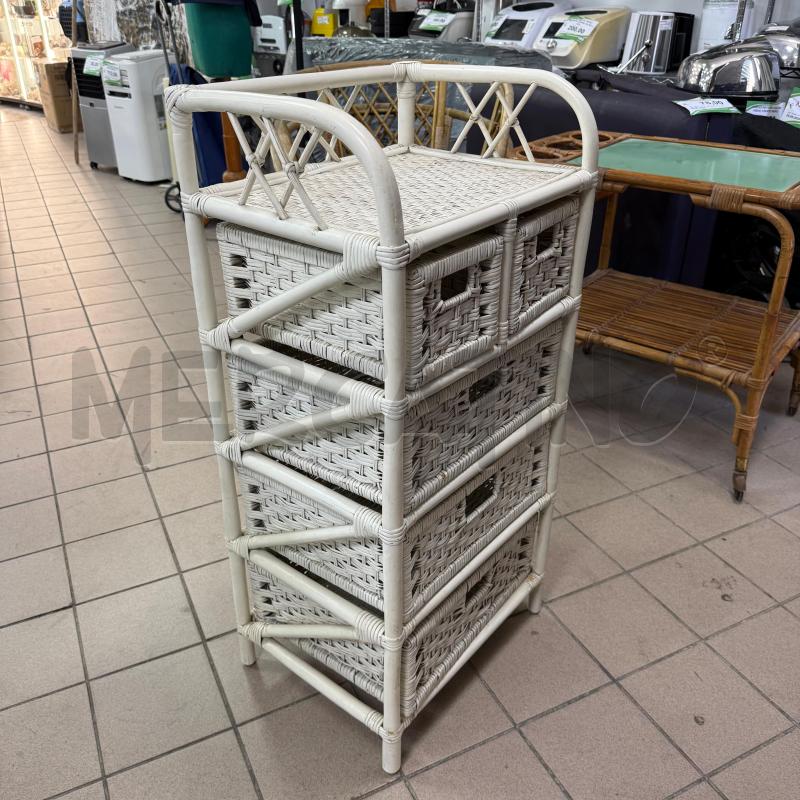 MOBILETTO RATTAN BIANCO 5 CASSETTI | Mercatino dell'Usato Roma montemario 2