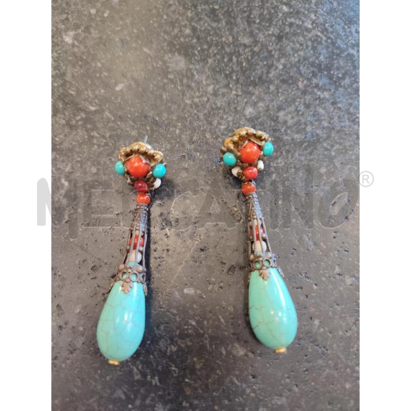 ORECCHINI DUBLOS DORATI GOCCIA VERDE ACQUA | Mercatino dell'Usato Roma montemario 1