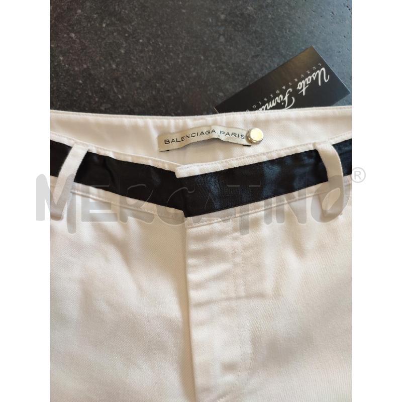 PANTALONE DONNA BIANCO BALENCIAGA FASCIA NERA | Mercatino dell'Usato Roma montemario 2