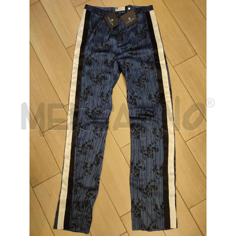 PANTALONE DONNA BLU LANVIN FIORI NERI | Mercatino dell'Usato Roma montemario 1