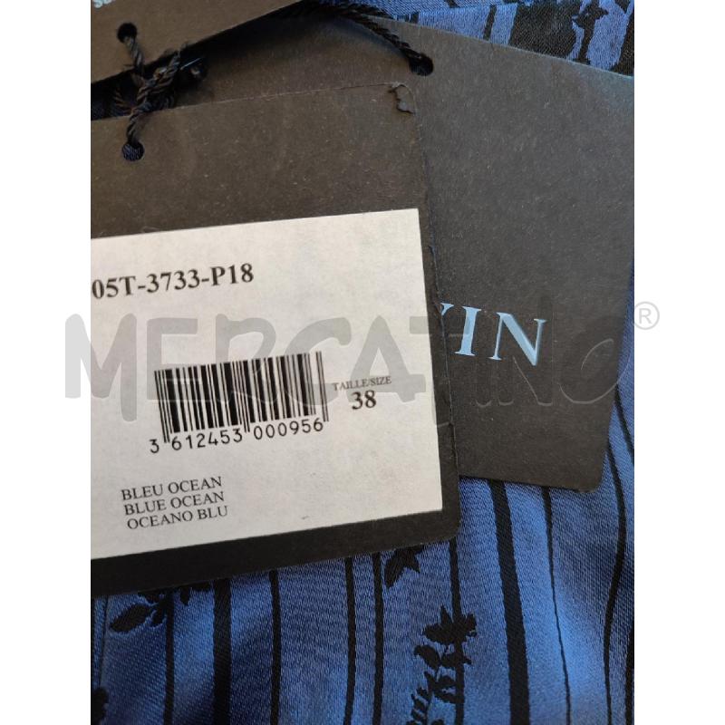 PANTALONE DONNA BLU LANVIN FIORI NERI | Mercatino dell'Usato Roma montemario 3