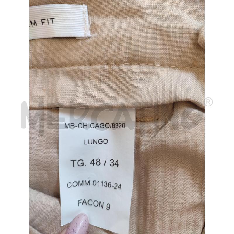 PANTALONE UOMO BEIGE LINO MASSIMO REBECCHI | Mercatino dell'Usato Roma montemario 3