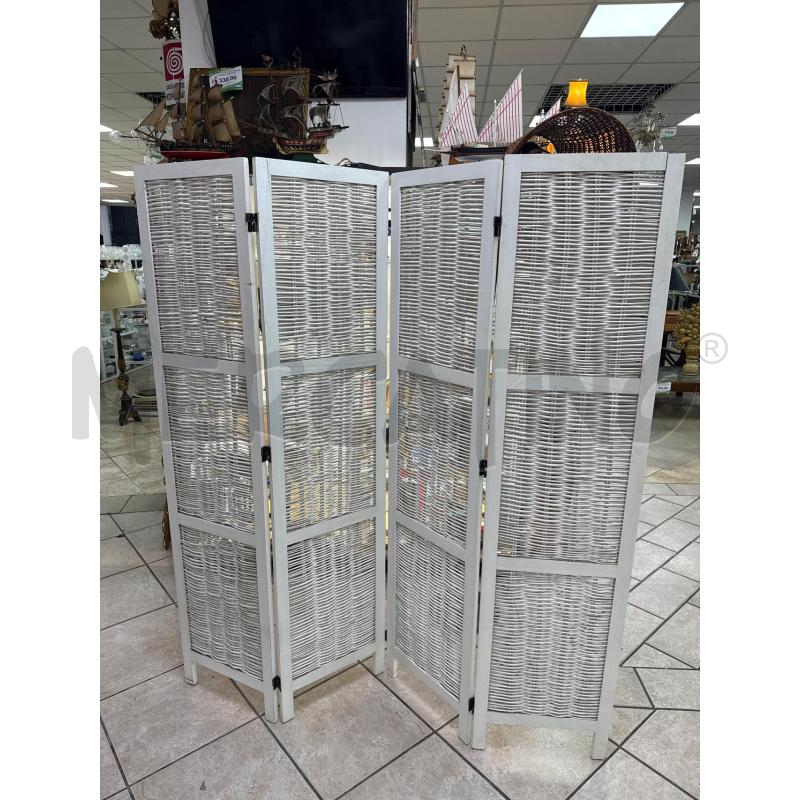 PARAVENTO RATTAN BIANCO | Mercatino dell'Usato Roma montemario 1