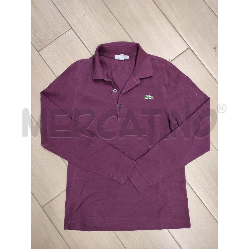 POLO DONNA VIOLA LACOSTE MANICHE LUNGHE | Mercatino dell'Usato Roma montemario 1
