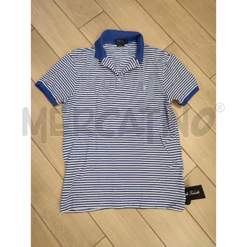 POLO UOMO CELESTE RALPH LAUREN RIGHE BIANCHE  | Mercatino dell'Usato Roma montemario 1