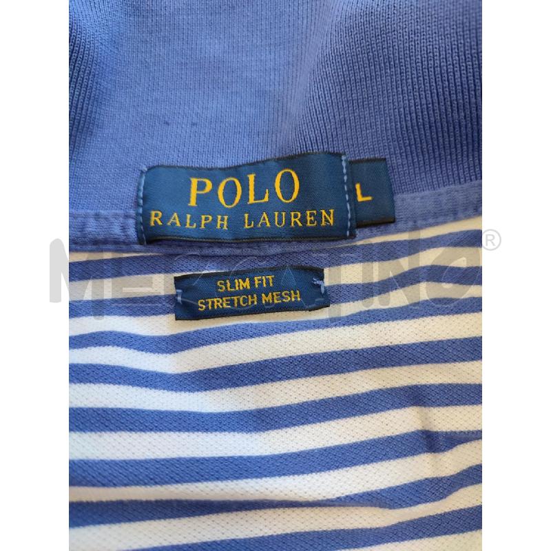 POLO UOMO CELESTE RALPH LAUREN RIGHE BIANCHE  | Mercatino dell'Usato Roma montemario 2