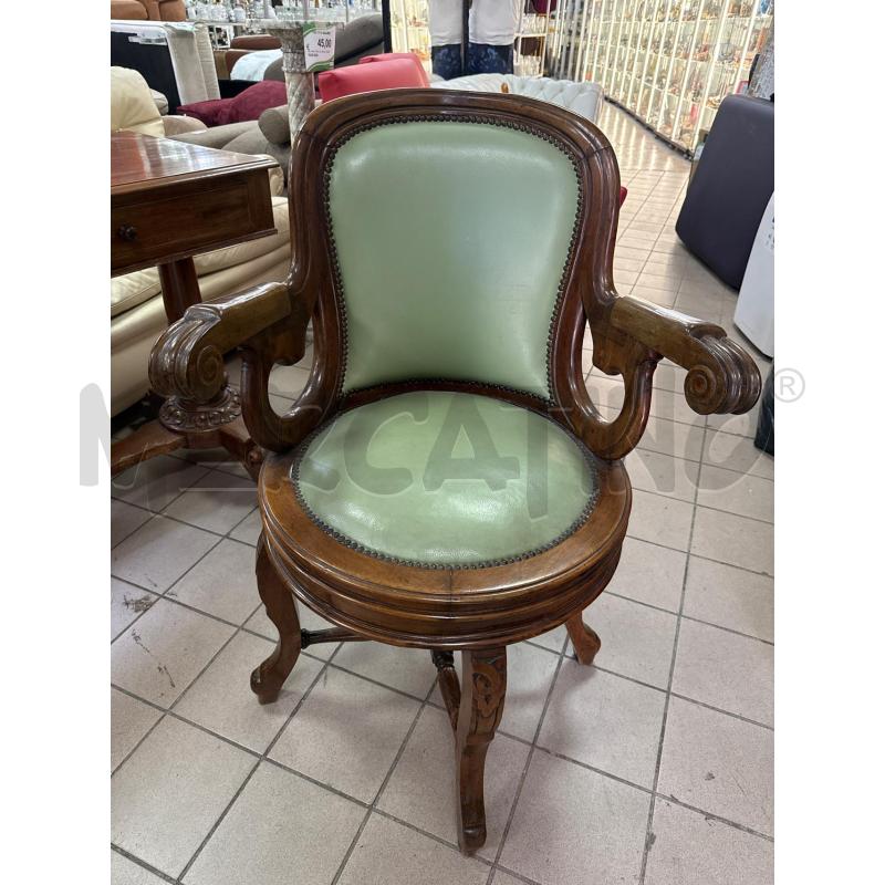 POLTRONA NOCE PELLE VERDE | Mercatino dell'Usato Roma montemario 1
