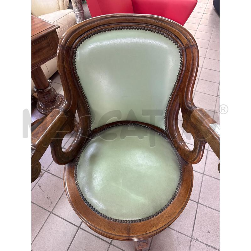 POLTRONA NOCE PELLE VERDE | Mercatino dell'Usato Roma montemario 3