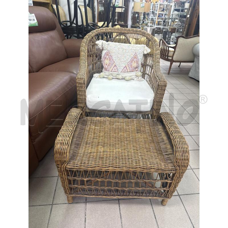 POLTRONA VIMINI + POUF | Mercatino dell'Usato Roma montemario 2