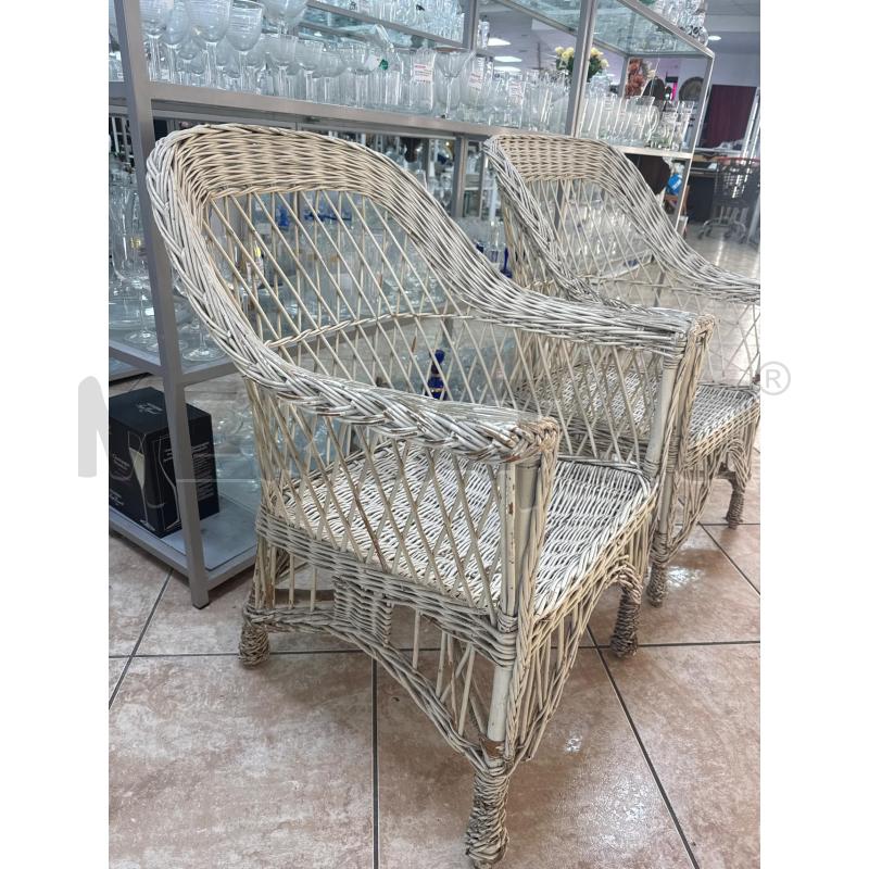 POLTRONE COPPIA VIMINI BIANCHE DA RIV | Mercatino dell'Usato Roma montemario 2