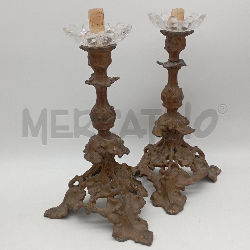PORTA CANDELE COPPIA LIBERTY BRONZO | Mercatino dell'Usato Roma montemario 1