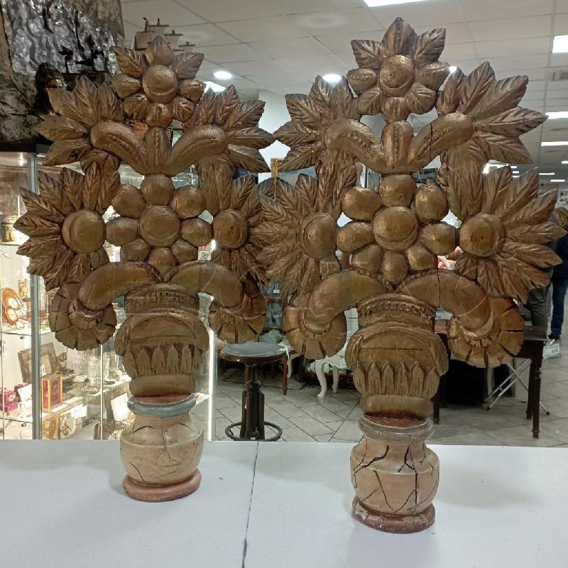 PORTA PALME LEGNO DORATE COPPIA | Mercatino dell'Usato Roma montemario 1