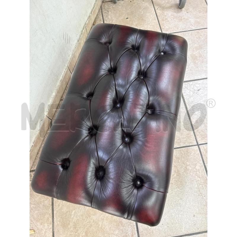 POUF CHESTERFIELD QUEEN ANNE PELLE BORDEAUX | Mercatino dell'Usato Roma montemario 3