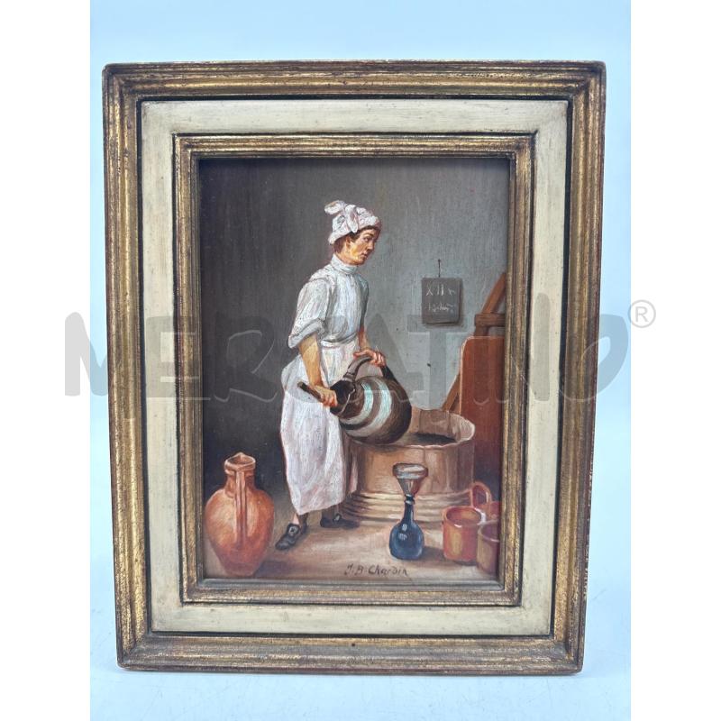 QUADRETTO DONNA ATTR. J.B. CHARDIN  | Mercatino dell'Usato Roma montemario 1