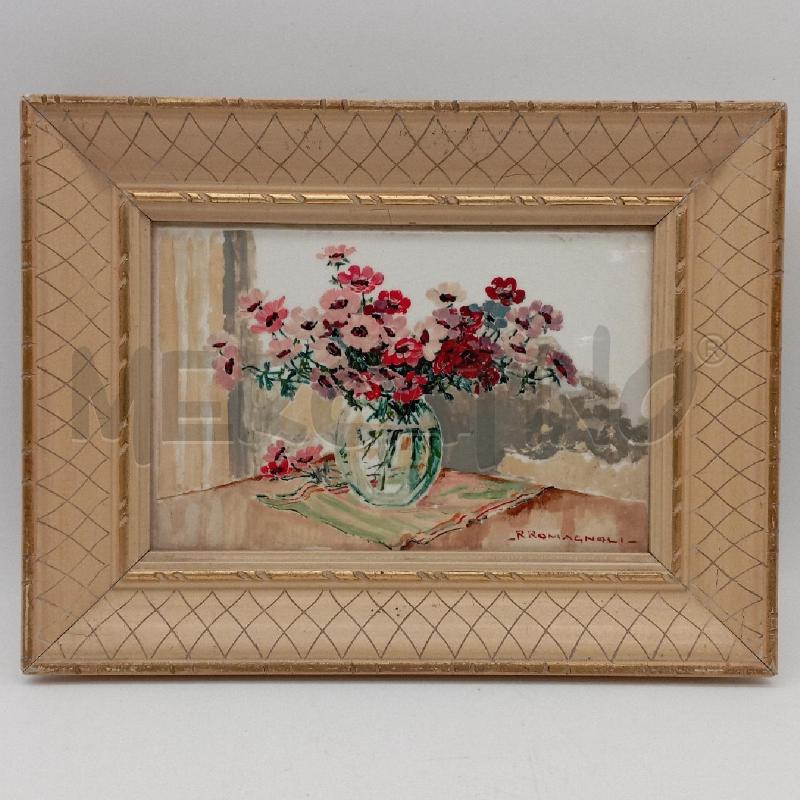 QUADRETTO VASO FIORI ROMAGNOLI C BEIGE DOR | Mercatino dell'Usato Roma montemario 1