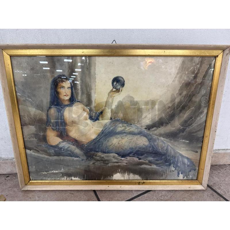 QUADRO ATTRIB. BARTOLETTI DONNA SDRAIATA VESTITO BLU | Mercatino dell'Usato Roma montemario 1