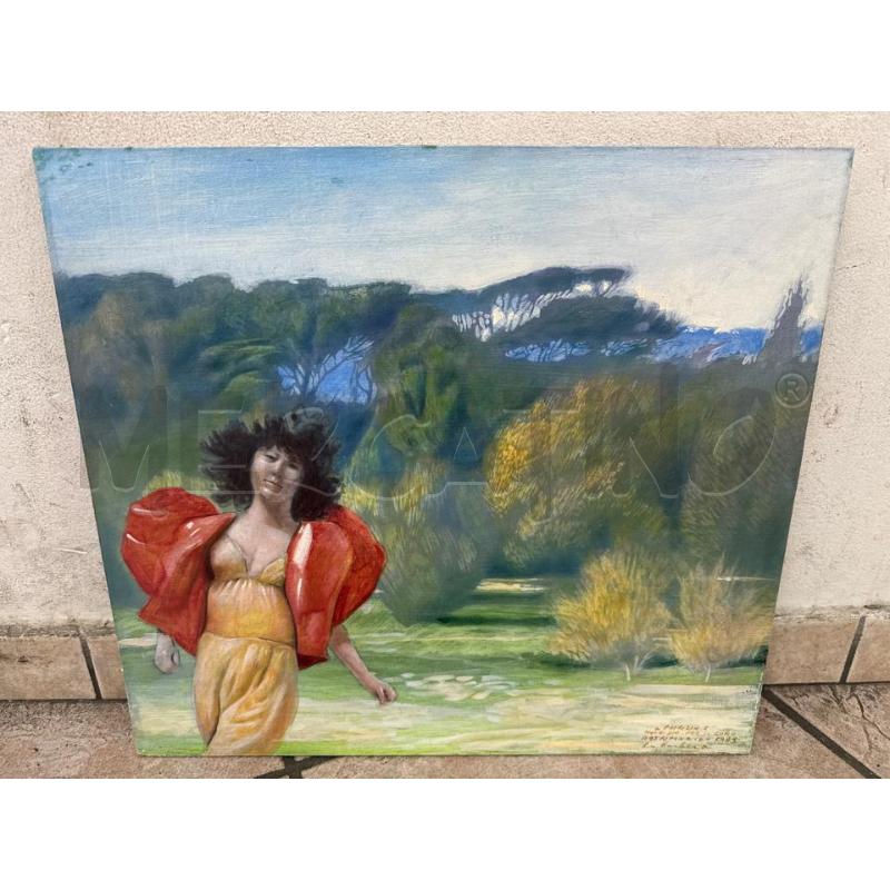 QUADRO DONNA VESTE ROSSA BOSCO | Mercatino dell'Usato Roma montemario 1