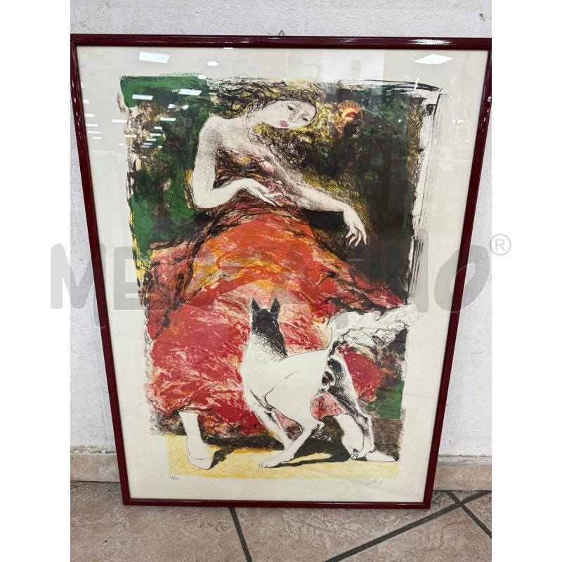 QUADRO LITOGRAFIA ATTRIB. DALÌ 31/100 DONNA CANE | Mercatino dell'Usato Roma montemario 1