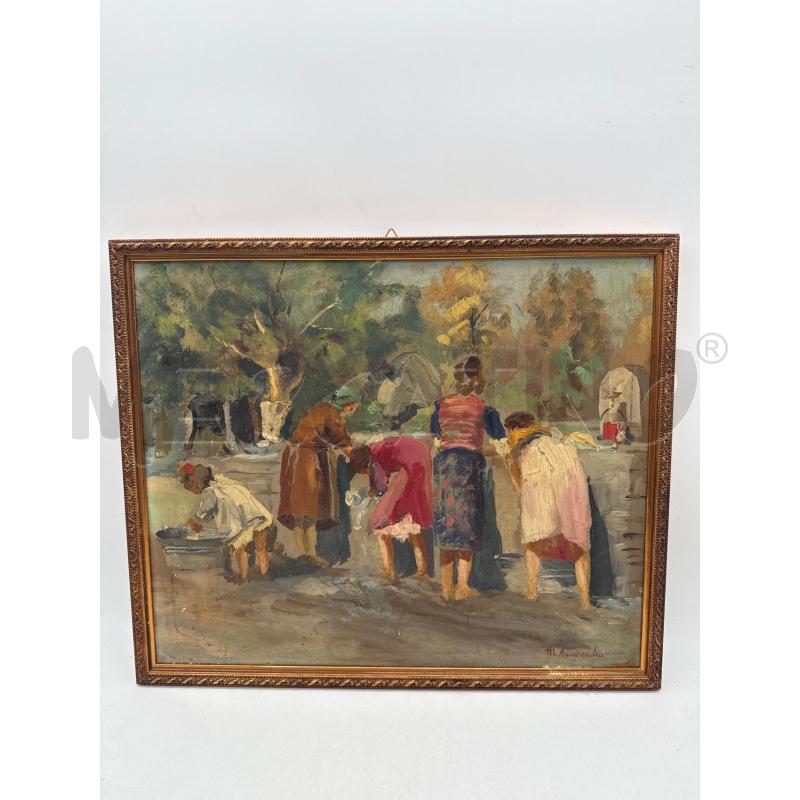 QUADRO OLIO SU TAVOLA LAVANDAIE  | Mercatino dell'Usato Roma montemario 1