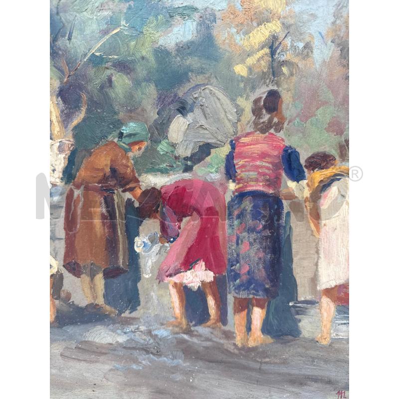 QUADRO OLIO SU TAVOLA LAVANDAIE  | Mercatino dell'Usato Roma montemario 2