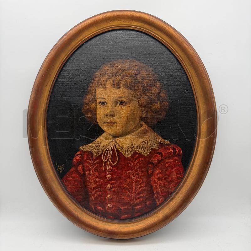 QUADRO OVALE FANCIULLO VESTE ROSSA | Mercatino dell'Usato Roma montemario 1
