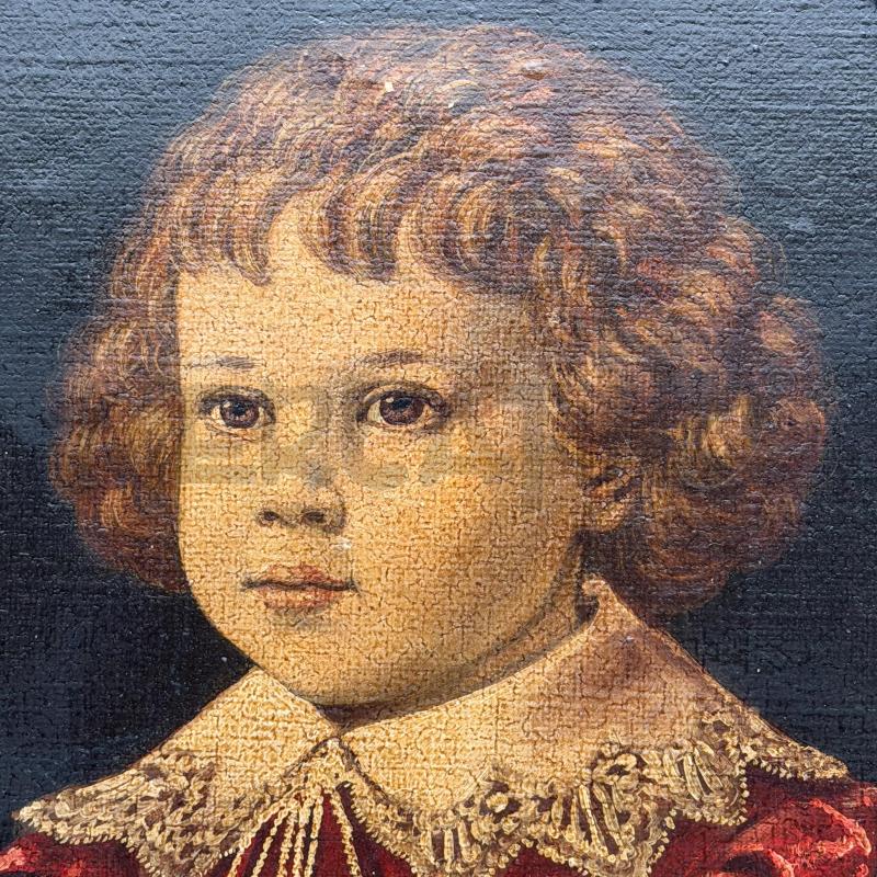 QUADRO OVALE FANCIULLO VESTE ROSSA | Mercatino dell'Usato Roma montemario 2