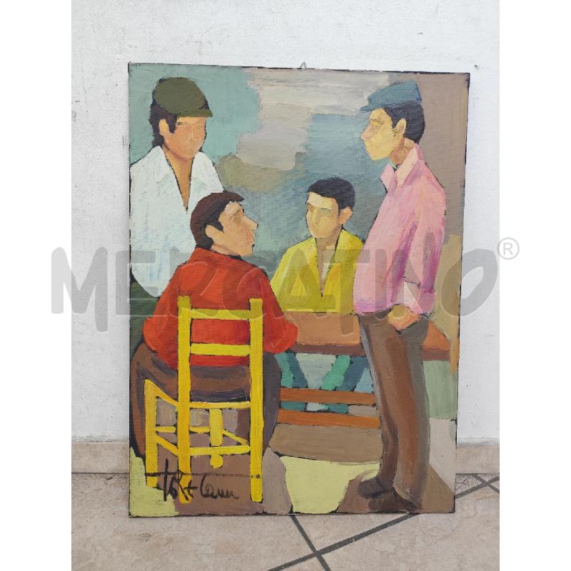 QUADRO TELA ATTRIB. TORE CANU 4 UOMINI | Mercatino dell'Usato Roma montemario 1