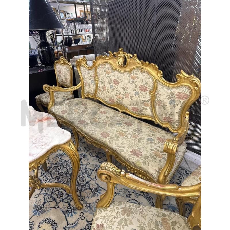 SALOTTO COMPLETO TAVOLO MARMO DORATO PZ 8 | Mercatino dell'Usato Roma montemario 4