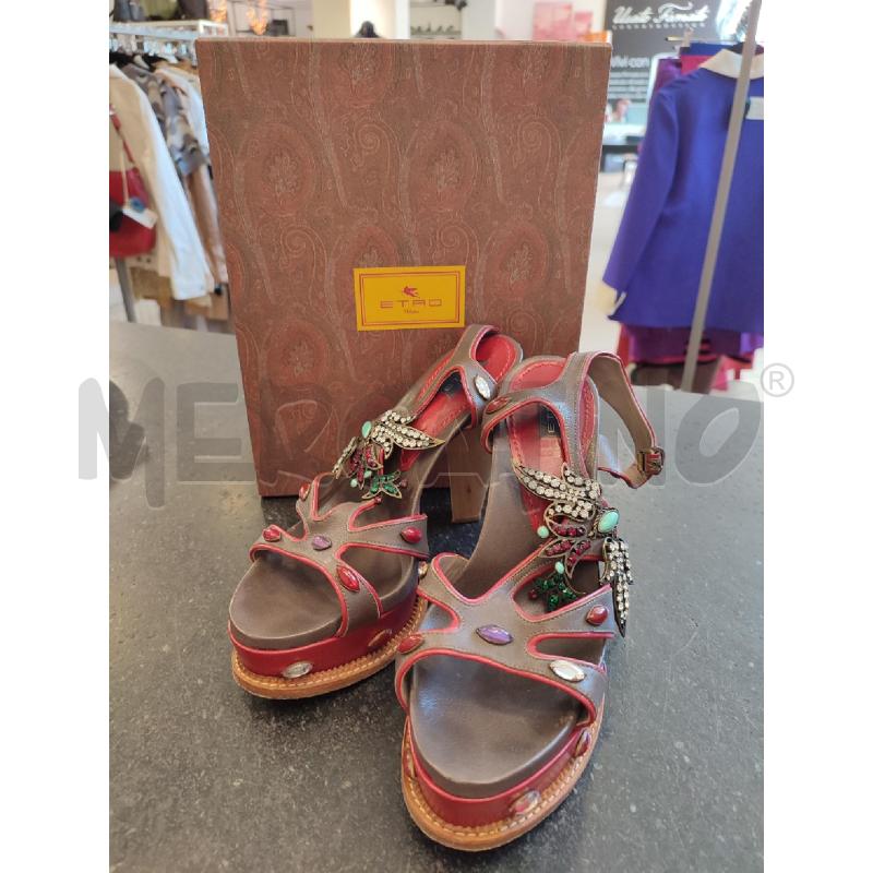SANDALI DONNA MARRONE ROSSI ETRO | Mercatino dell'Usato Roma montemario 1