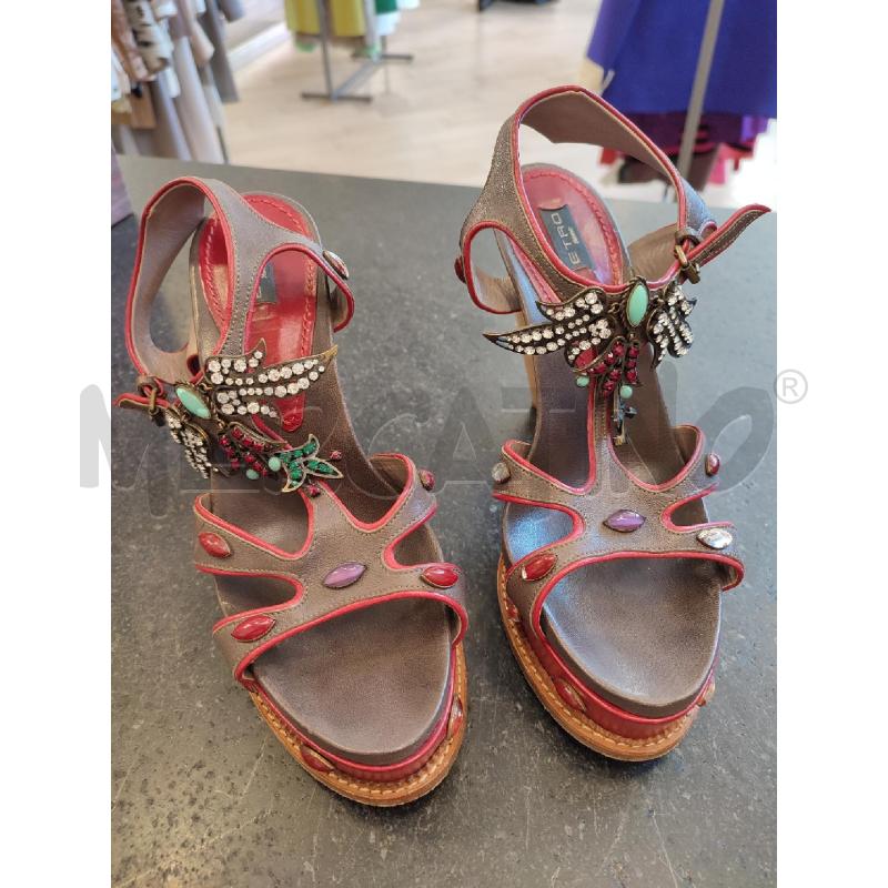 SANDALI DONNA MARRONE ROSSI ETRO | Mercatino dell'Usato Roma montemario 2