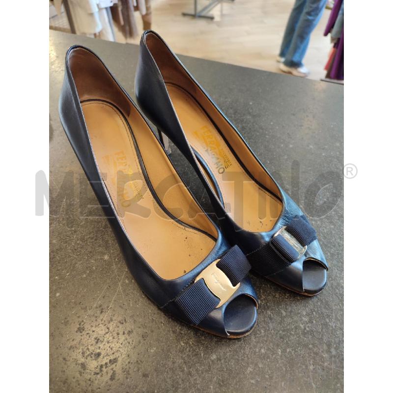 SCARPE DONNA BLU FIOCCO SALVATORE FERRAGAMO | Mercatino dell'Usato Roma montemario 1