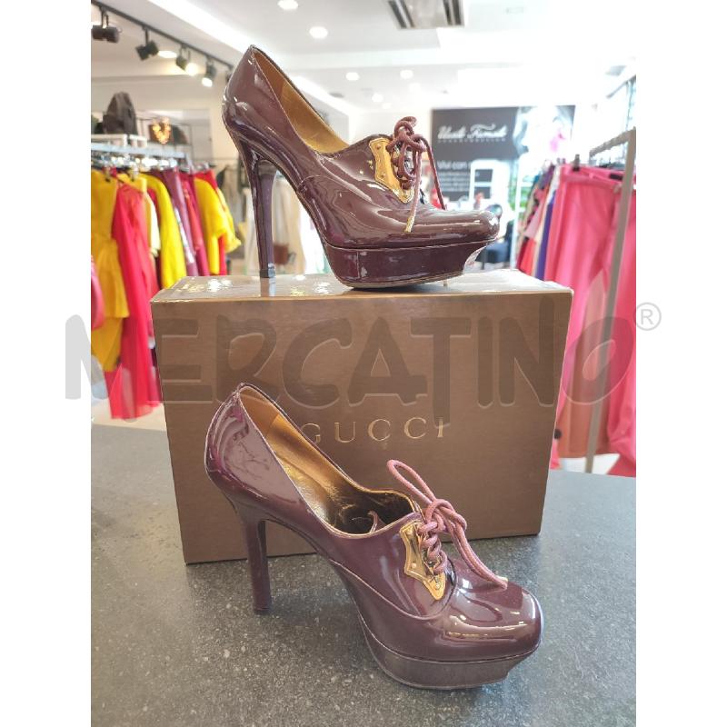 SCARPE DONNA BORDEAUX GUCCI 186073 PLACCA DORATA | Mercatino dell'Usato Roma montemario 1
