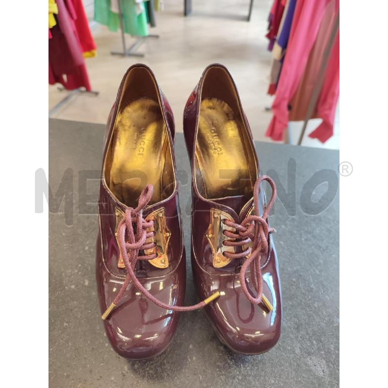 SCARPE DONNA BORDEAUX GUCCI 186073 PLACCA DORATA | Mercatino dell'Usato Roma montemario 2