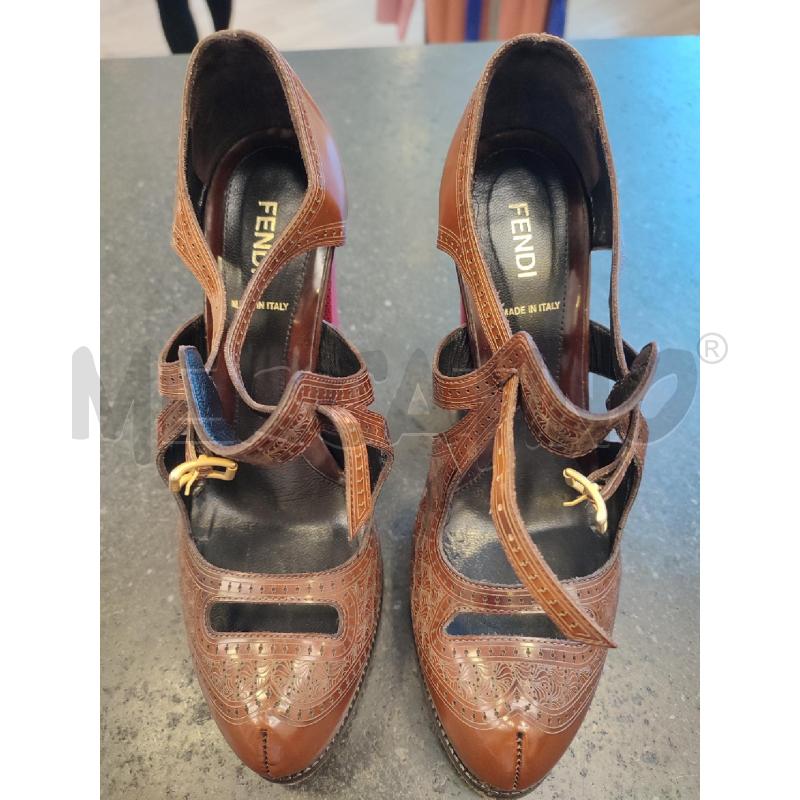 SCARPE DONNA MARRONI FENDI TACCO ROSSO | Mercatino dell'Usato Roma montemario 1