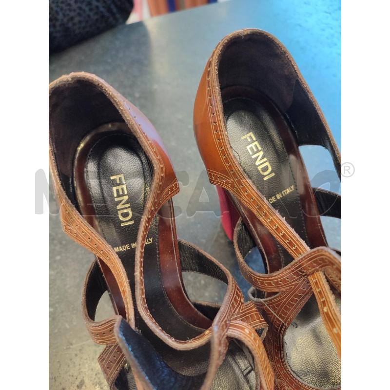 SCARPE DONNA MARRONI FENDI TACCO ROSSO | Mercatino dell'Usato Roma montemario 2